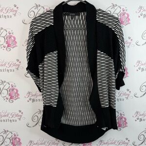 Guess cardigan, T-shirt, style, Knit knitted Black and White Striped Cardigan